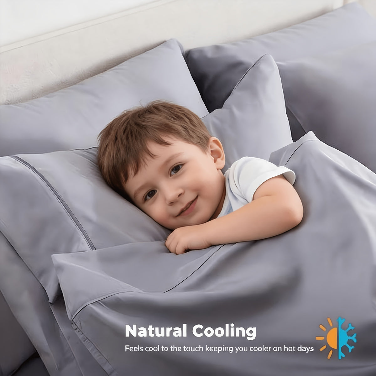 Breathable Cooling Bedding Set, 4-Piece Extra Deep Pocket Sheets and Pillowcases with Twin, Full, Queen, King and California King Size Options