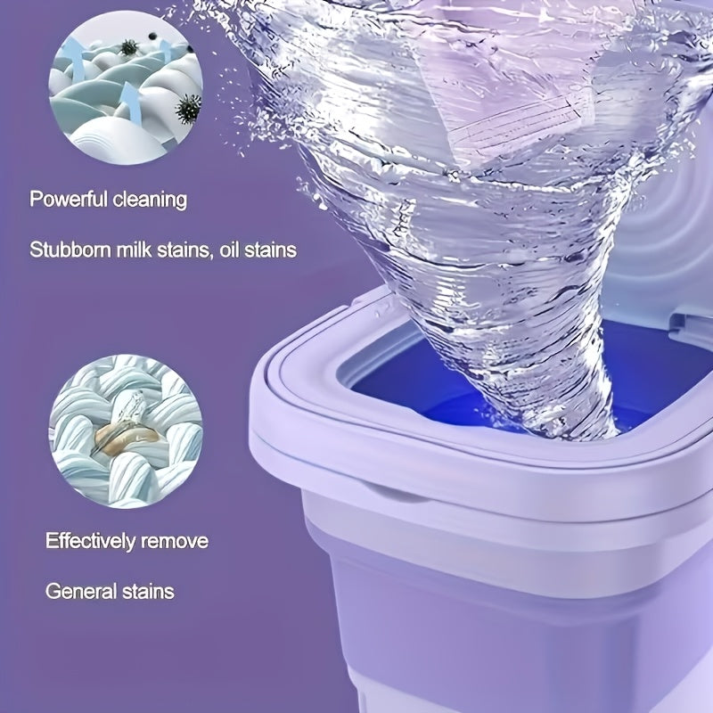 Portable Mini Washing Machine with 2.38gal Listed Volume, Foldable Small-Load Washer for Socks, Underwear and Small Garments, Home Laundry and Travel Storage