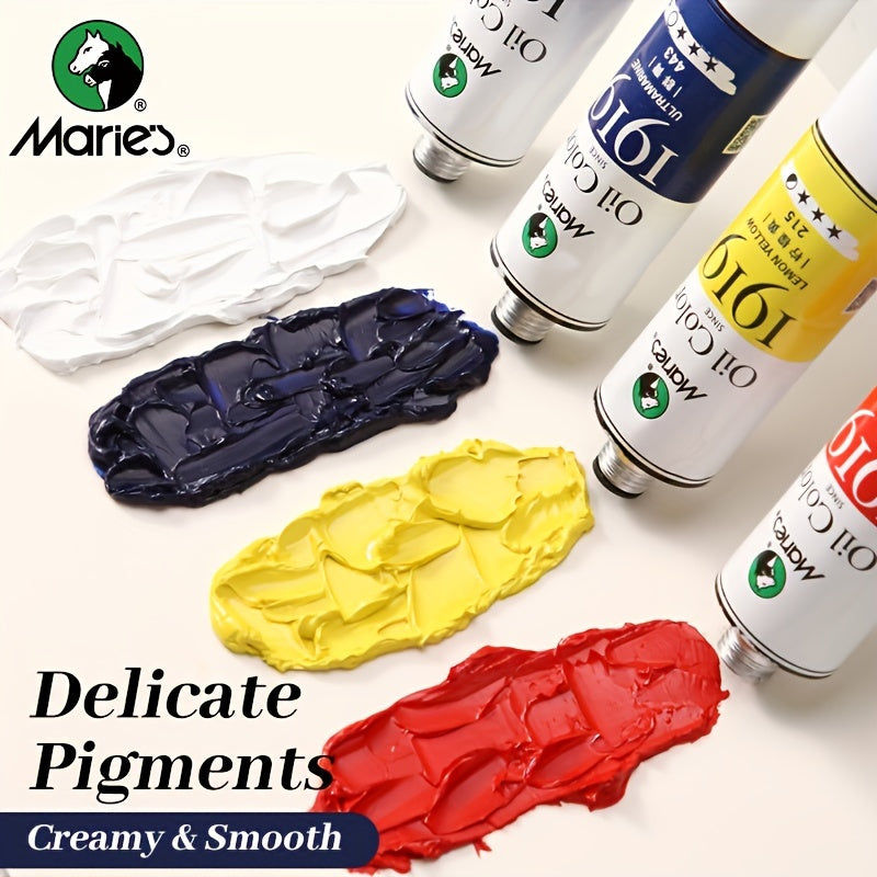 Yellow-Tone Oil Paint Set by Marie's, Five Pieces with Listed 1.7 fl oz Each, Lemon Yellow or Yellow-Ochre Set Options for Artist and Student Painting Supplies