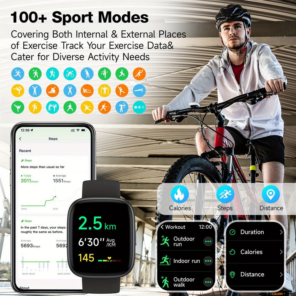 1.83 Inch HD Smart Watch for Men and Women, Wireless Calling Smartwatch with Built-in Alexa, Fitness Activity & Sleep Tracker, 100+ Sport Modes, Multiple Watch Faces, for iPhone Android