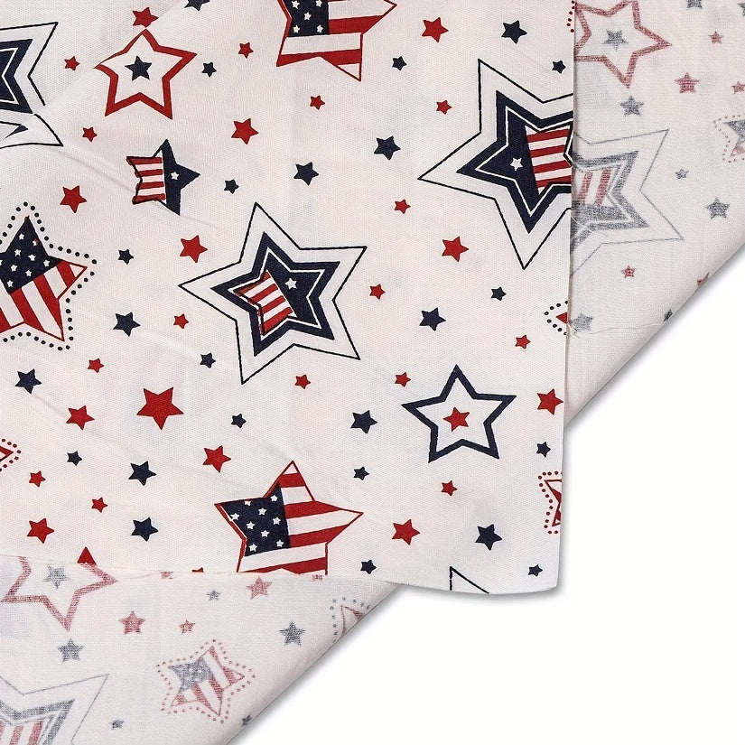 Patriotic Quilting Fabric Squares, 7-Piece Cotton Bundle with American Flag Stars and Stripes, 19.6-Inch Precuts for Sewing, Patchwork and July 4th Crafts