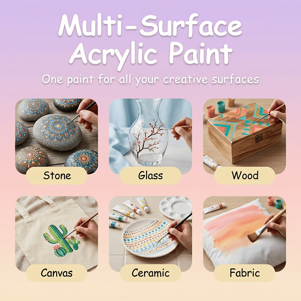 Large-Bottle Acrylic Paint Set with 18 Colors, Listed 8.45oz per Bottle, AP18 Painting Supplies for Beginner and Experienced Artists on Canvas