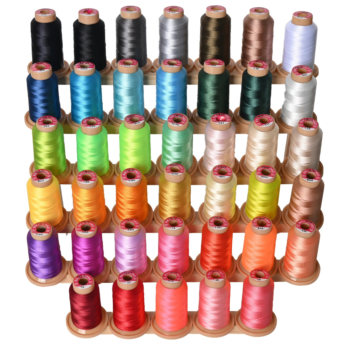 Polyester Embroidery Thread Set by RICHWORD with Listed 40WT 108D/2 Weight and 800M per Spool, 20, 40, 60 or 80-Piece Options for Compatible Sewing Projects