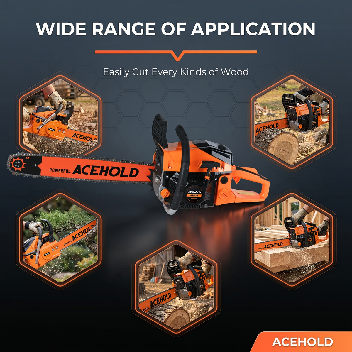 Gas Chainsaw with Anti-Vibration Handle, 62cc 2-Stroke Wood Cutting Saw with Listed 20-Inch Guide Bar for Experienced Adult Ranch and Farm Users