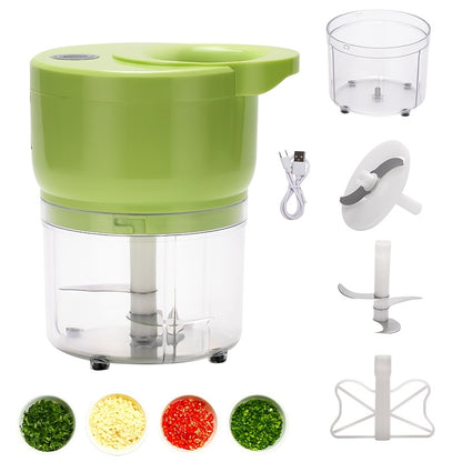 Cordless Mini Garlic Chopper, USB Electric Food Prep Tool with 500ml, 8.45oz Three-Blade and Set Options in White, Green or Pink for Small Kitchen Tasks