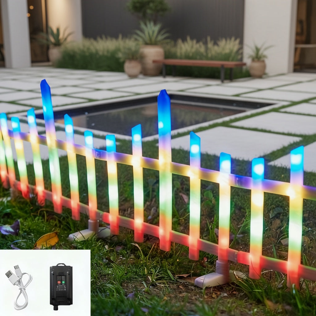 Warm Color Solar Decorative Lights, 8-Piece Pack with 110.24-Inch Size Label for Outdoor Garden, Fence, Lawn and Pathway Accents or Seasonal Holiday Displays