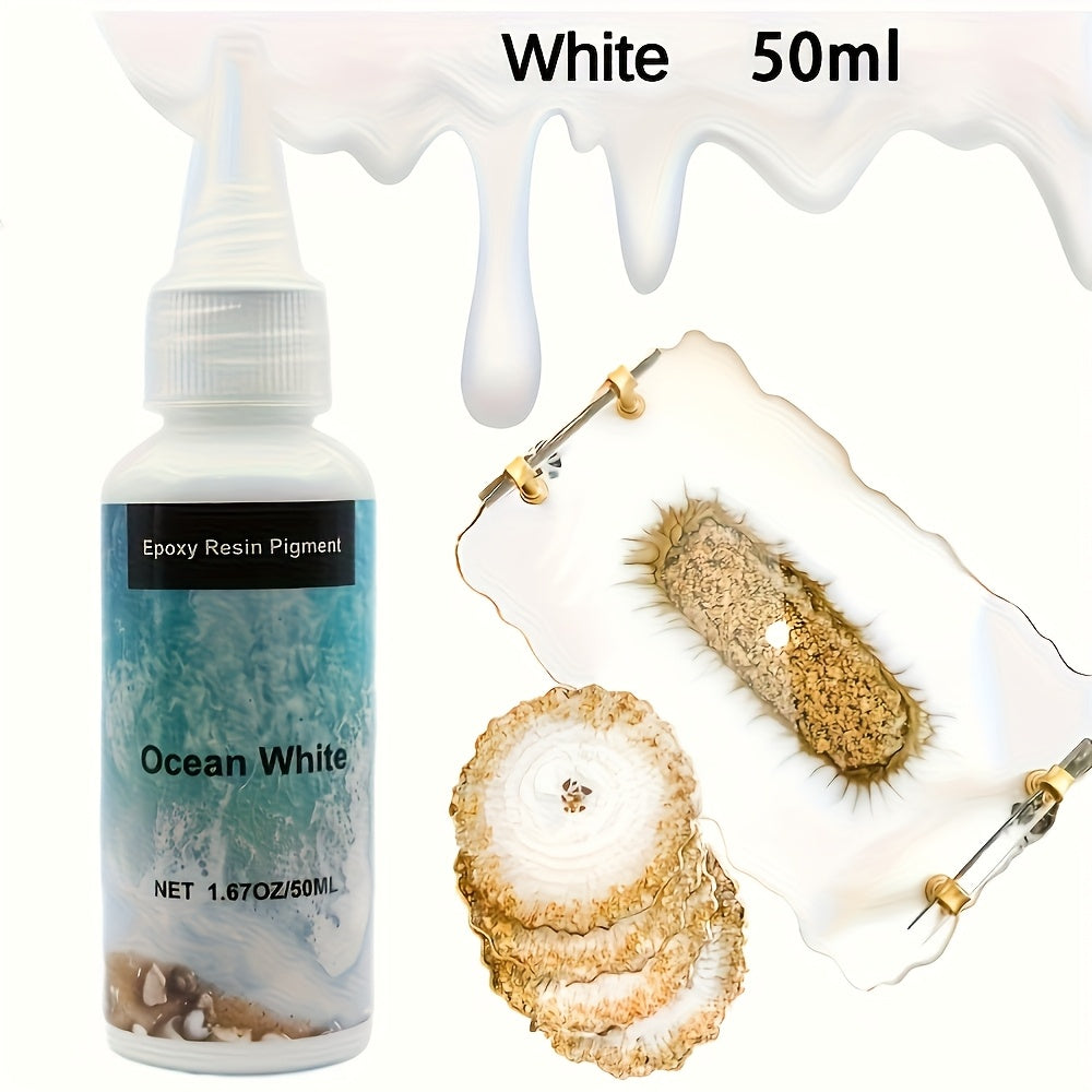 Ocean-Inspired Resin Pigment Set, White, Sea Blue and Deep Blue Oil-Based Colorants, 50ml Each for Ocean Wave Resin Art and Creative Craft Projects