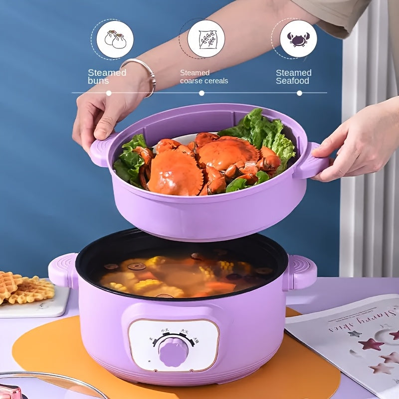 Plug-In Ramen Cooking Pot with Listed Nonstick Interior, 1.8 or 3.5 Liter Capacity Labels and Milky White or Purple Larger Options for Soup, Noodles and Oatmeal