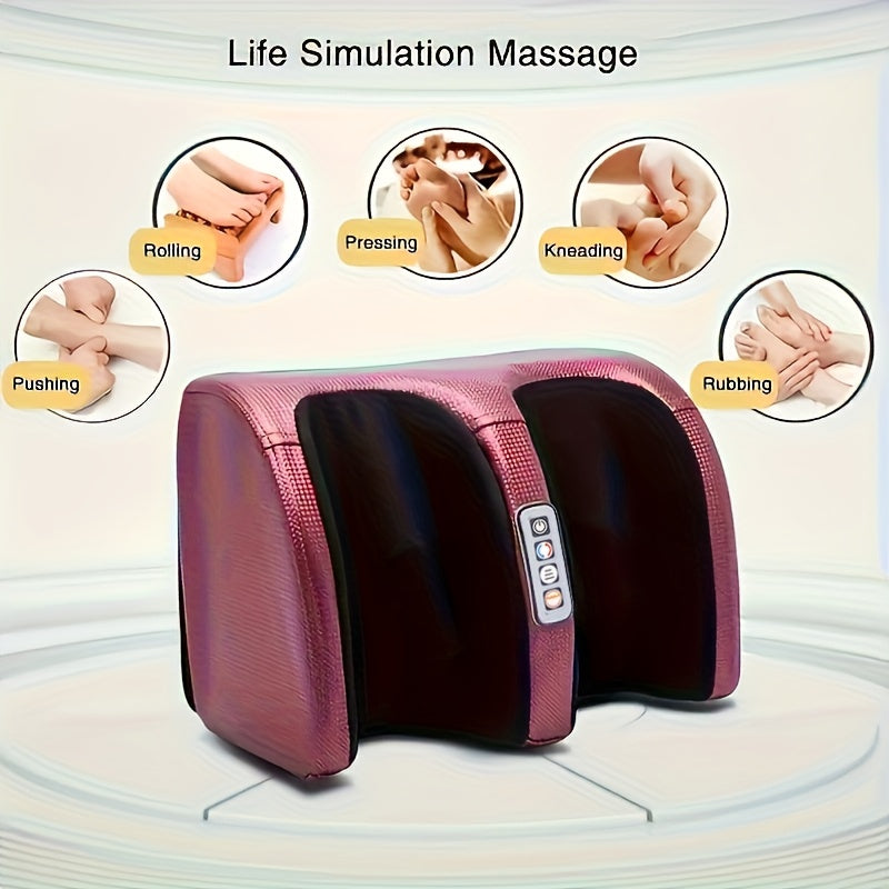 Multi-Style Electric Foot Massager with Listed Heat and Kneading Functions, Black or Red Enhanced Model Labels for Manufacturer-Approved Personal Care Use