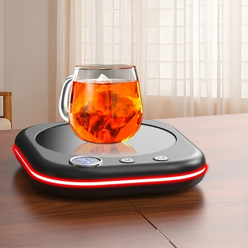 Temperature Display Coffee Cup Warmer with Listed 40W Power and Three Settings, Desktop Beverage Warming Set with Four-Hour Auto-Off and 1–12-Hour Timer Wording