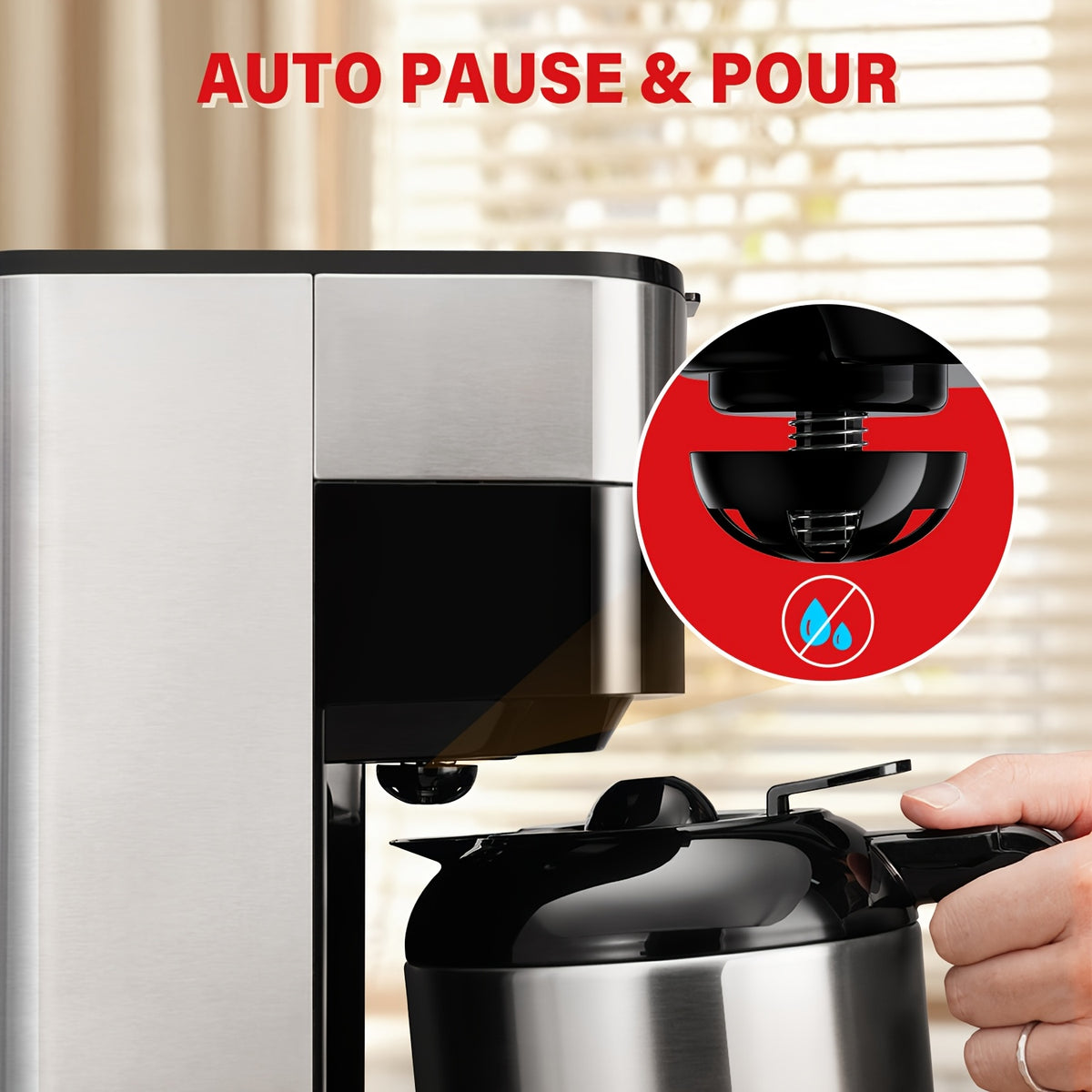 Programmable Drip Coffee Maker with Touch-Screen Controls and Pause & Serve, Stainless Steel Listing in Silvery for Everyday Home Coffee Preparation