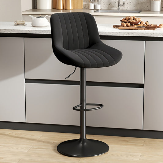 Counter Height Bar Stools with Adjustable Swivel Seats, Upholstered Kitchen Island Chairs with Backrests and Footrests, Sets of 1, 2, 3 or 4 in Six Colors