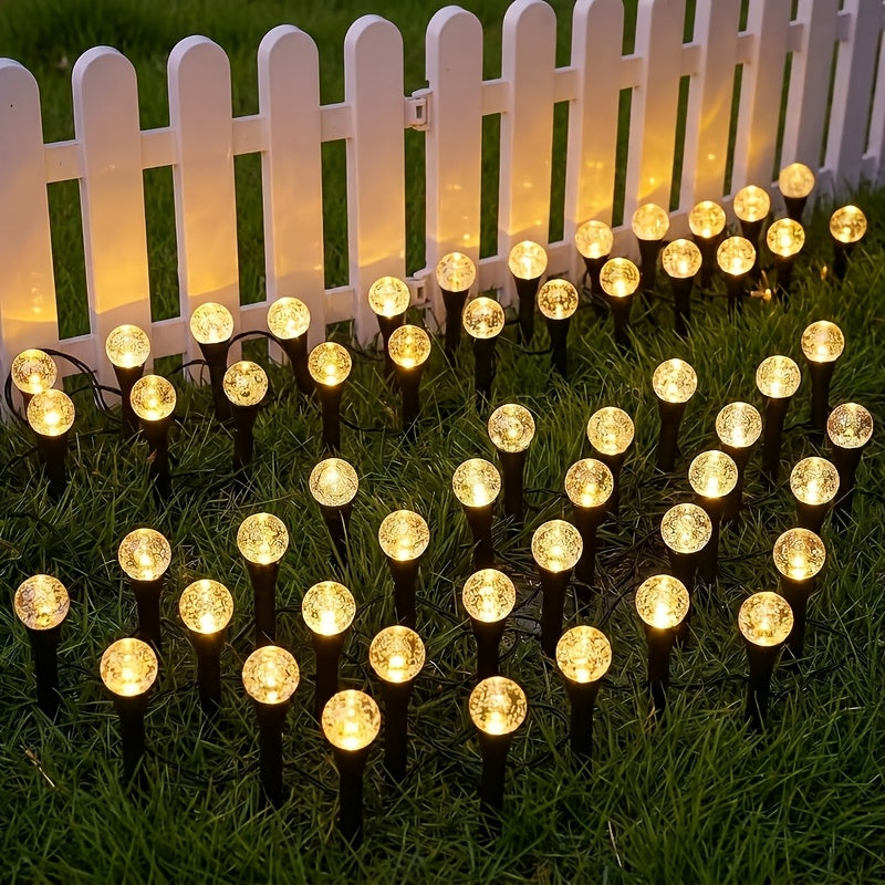 Solar Garden Accent Lights with 50-LED Style Labels, Colorful Floor Cushion, White Flame Star Ring or Warm Ground Spike Options for Yard and Holiday Decor