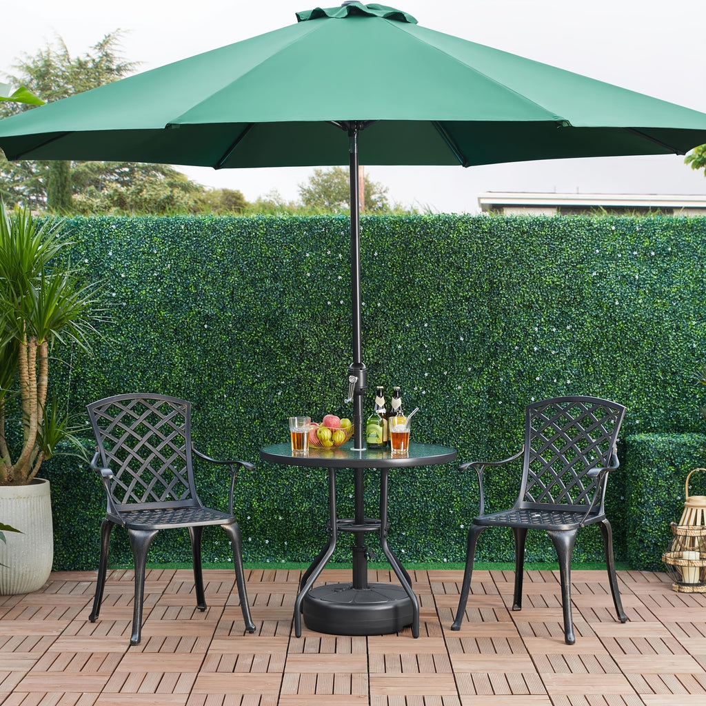 Fillable Patio Umbrella Base with 38mm Opening, Round Plastic Stand for Water or Sand Ballast with Built-In Handle for Garden and Lawn Shade Setups