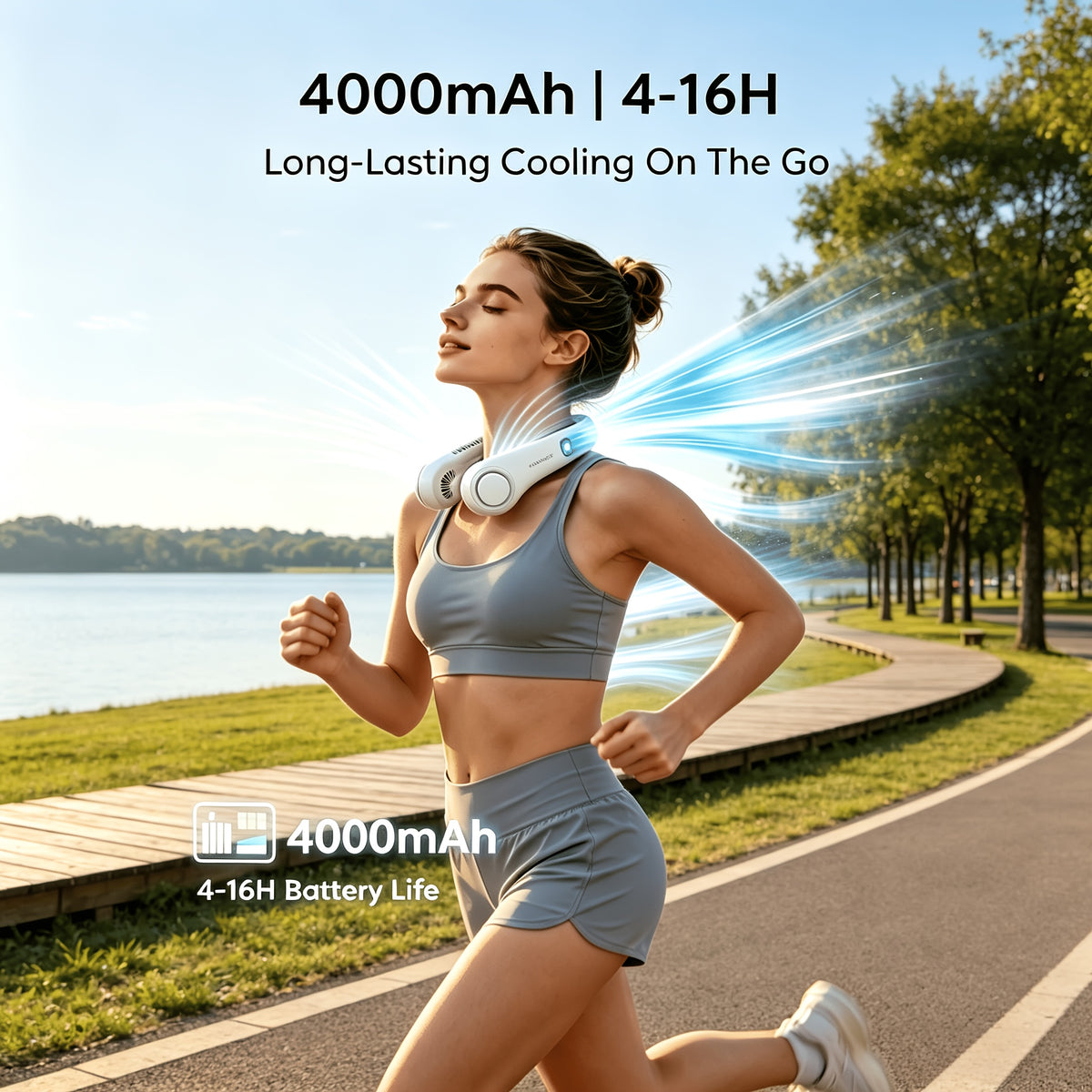 Three-Speed Neck Fan JISULIFE with 78 Air Outlets, 4000mAh Rechargeable Battery and Hands-Free Bladeless Design for Travel, Office and Summer Events