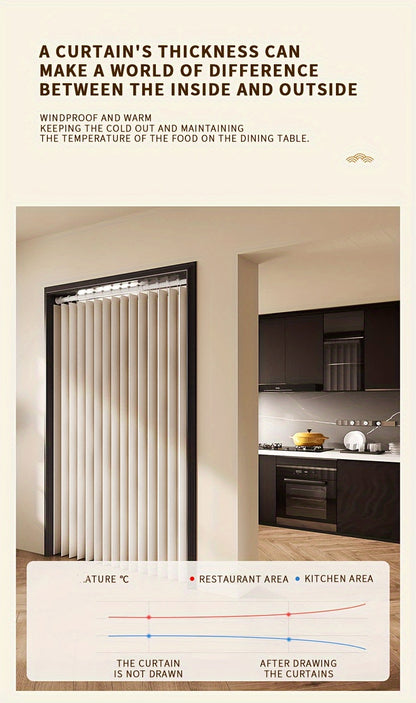 Accordion Door Curtain in Polyester with Hooks and Storage Straps, Foldable Room Divider Panel in Four Colors and Two Unfolded Sizes for Home Interiors