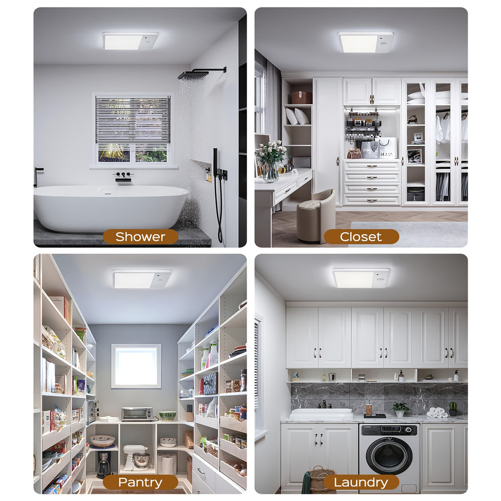 Remote-Controlled Rechargeable Ceiling Light with Listed Magnetic Mounting and Human Body Detection, One LED Lamp for Approved Indoor Hallway and Closet Locations
