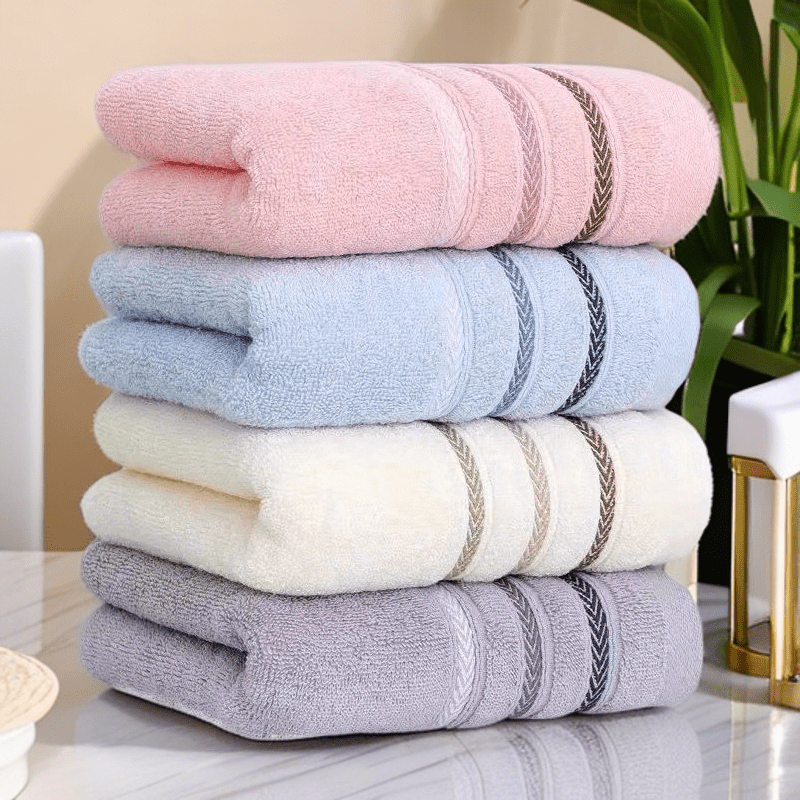 Two Tone Bathroom Towel Set of 2 with Reinforced Edge Stripes, Soft Lightweight Towels in Six Paired Color Options for Everyday Home Drying Routines