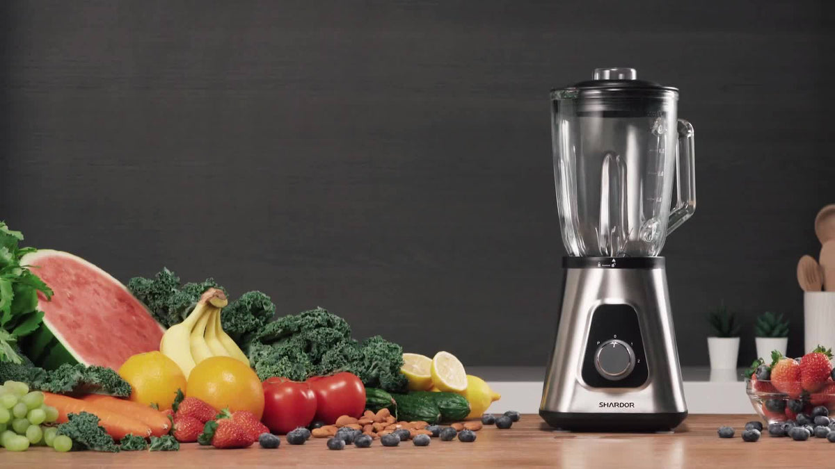 Countertop Blender with 52oz Glass Jar and 22oz Portable Cup, 3-Speed Silvery Kitchen Blender for Smoothies, Milkshakes, Sauces and Fruit Purees