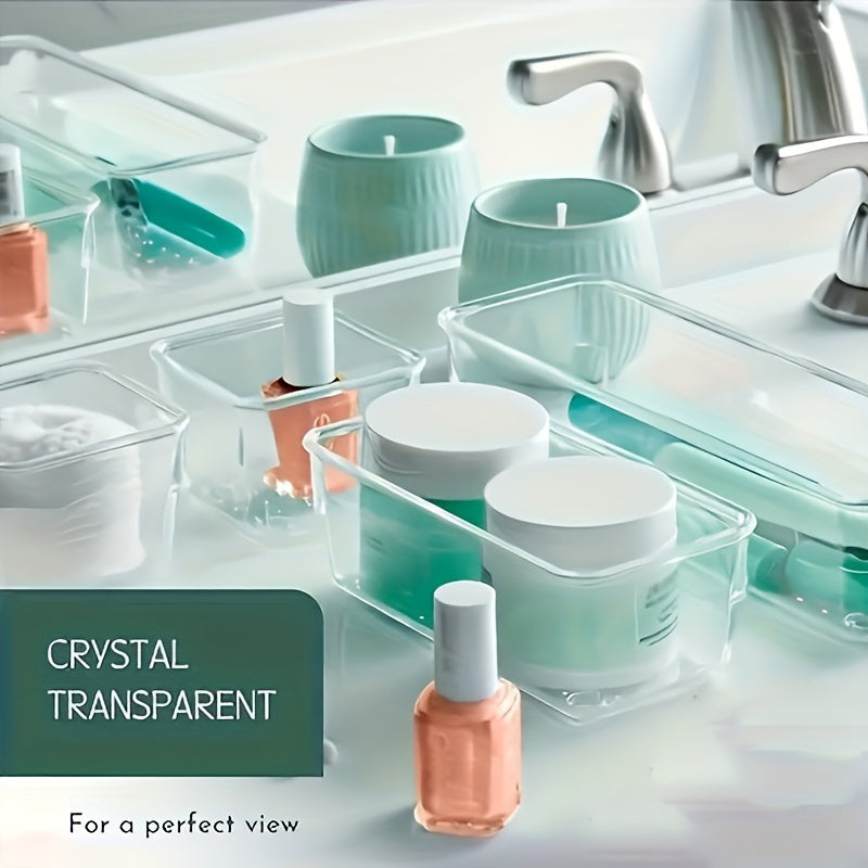 Transparent PET Drawer Organizer Set with 44-Piece, 58-Piece, 23-Piece or 11 Plus 2 Options for Desktop, Vanity, Bathroom and Bedroom Small-Item Storage