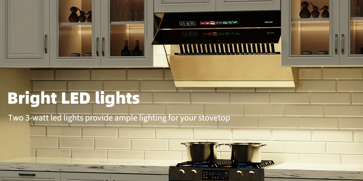 Under-Cabinet Side-Draft Range Hood by BRANO with Voice, Gesture and Touch Controls, Four Fan Speeds and Stainless Steel Filters, 30 or 36 Inch Options