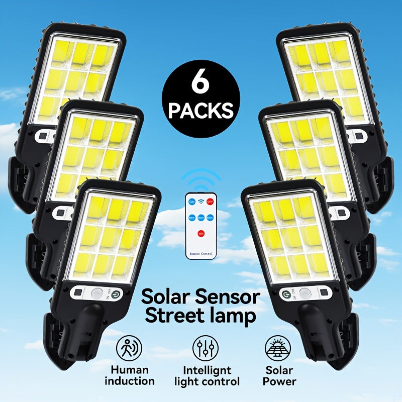 108COB Solar Motion Sensor Wall Lights, Six-Pack Outdoor Lighting with Three Listed Modes, IPX4 Rating and 2000mAh Battery Description for Garden and Stairs