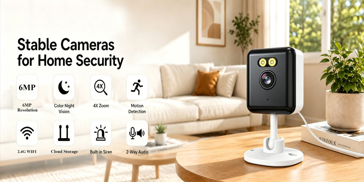 Indoor Security Camera Four-Pack with Listed 6MP Imaging, 2.4GHz WiFi, Two-Way Audio and Color Night Vision, Plus Four 78.74-Inch USB Cables for Home Monitoring