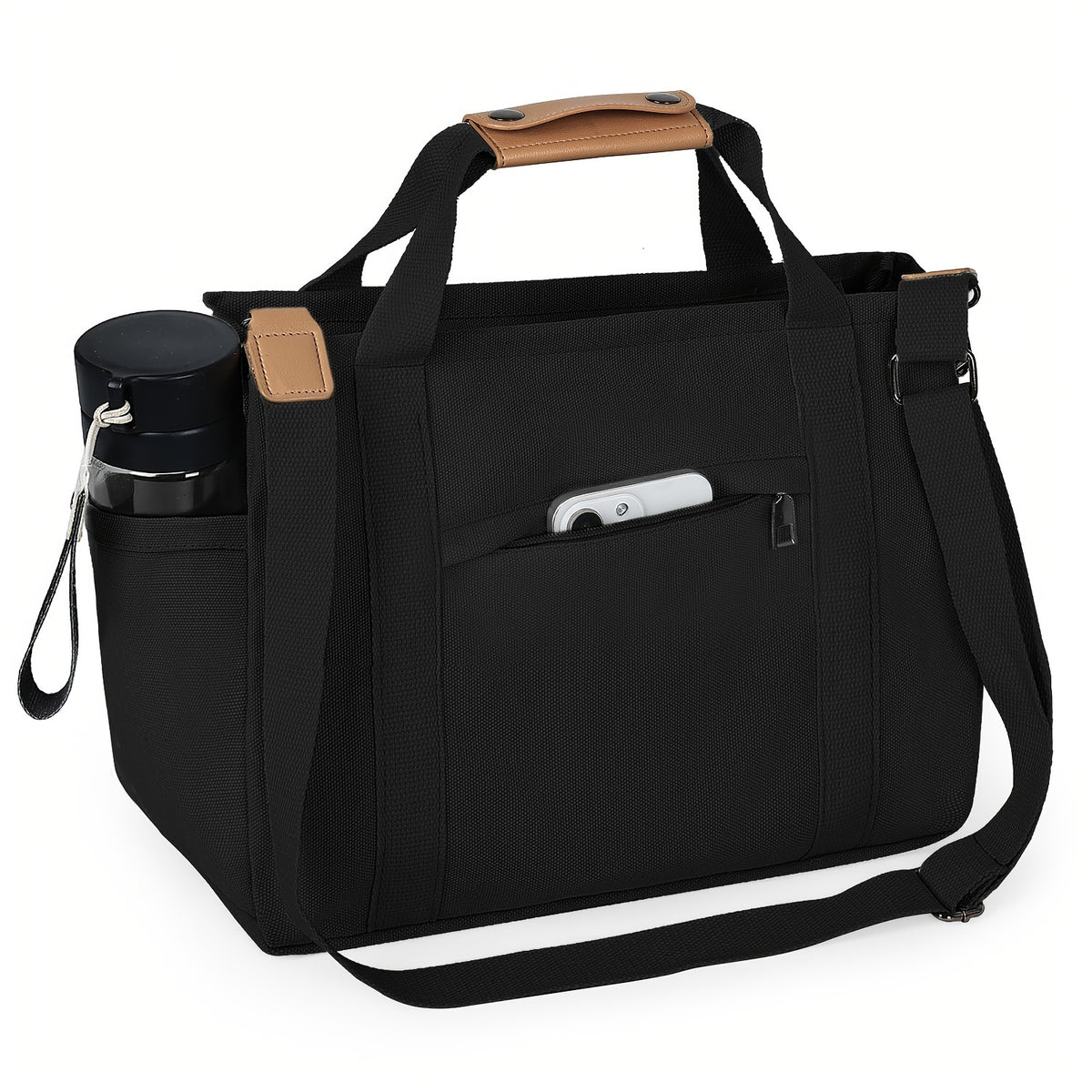 Women's Tote Bag with Three Inner Compartments and Front Zipper Pocket, Small or Large Shoulder and Crossbody Handbag Options for Work, Travel and Daily Carry