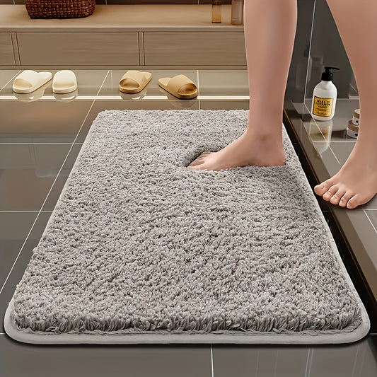 Plush Absorbent Bath Mat for Bathroom Floors Beside Showers and Bathtubs, Soft Long-Pile Rug with Six Color Choices and Three Size Options