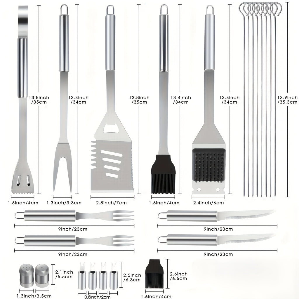BBQ Tool Set, 15-Piece or 24-Piece Grill Accessories Kit for Backyard Barbecues, Camping Meals and Kitchen Cooking, Father's Day Gift for Grill Lovers