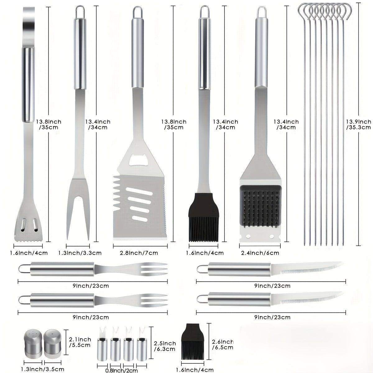 BBQ Tool Set, 15-Piece or 24-Piece Grill Accessories Kit for Backyard Barbecues, Camping Meals and Kitchen Cooking, Father's Day Gift for Grill Lovers