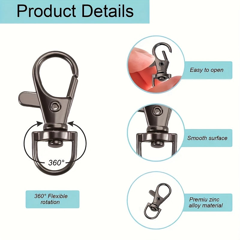 100pcs Random Colorful Keychain Set - with 50pcs Keychain Rotating Buckle + 50pcs Metal Lanyard Press Buckle, Hook Lobster Buckle Used for Backpack Pendant Hardware Craft Project, Suitable for Beginners As A Gift Christmas & Halloween gift
