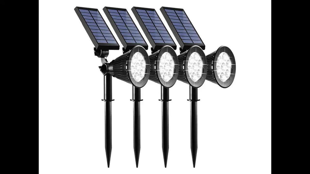 Solar Landscape Spotlight Pair in White or Warm Light, Adjustable Garden Accent Lamps with Listed 7 LEDs and IP44 Rating for Ground or Wall Installation