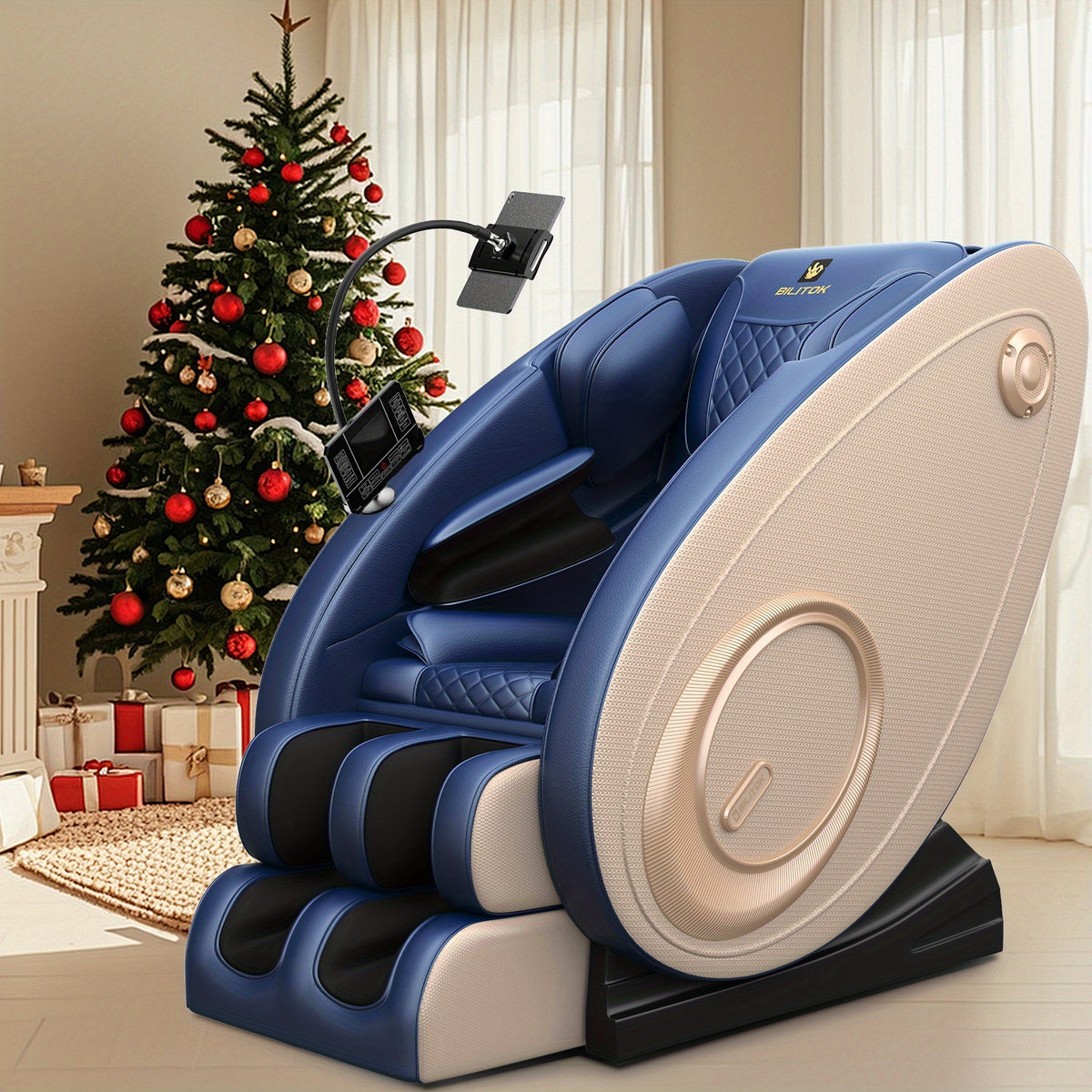 Zero Gravity Massage Chair Recliner with Heat, Full Body Massage with Foot Roller, Built-In Speaker and Touch Screen for Home Relaxation