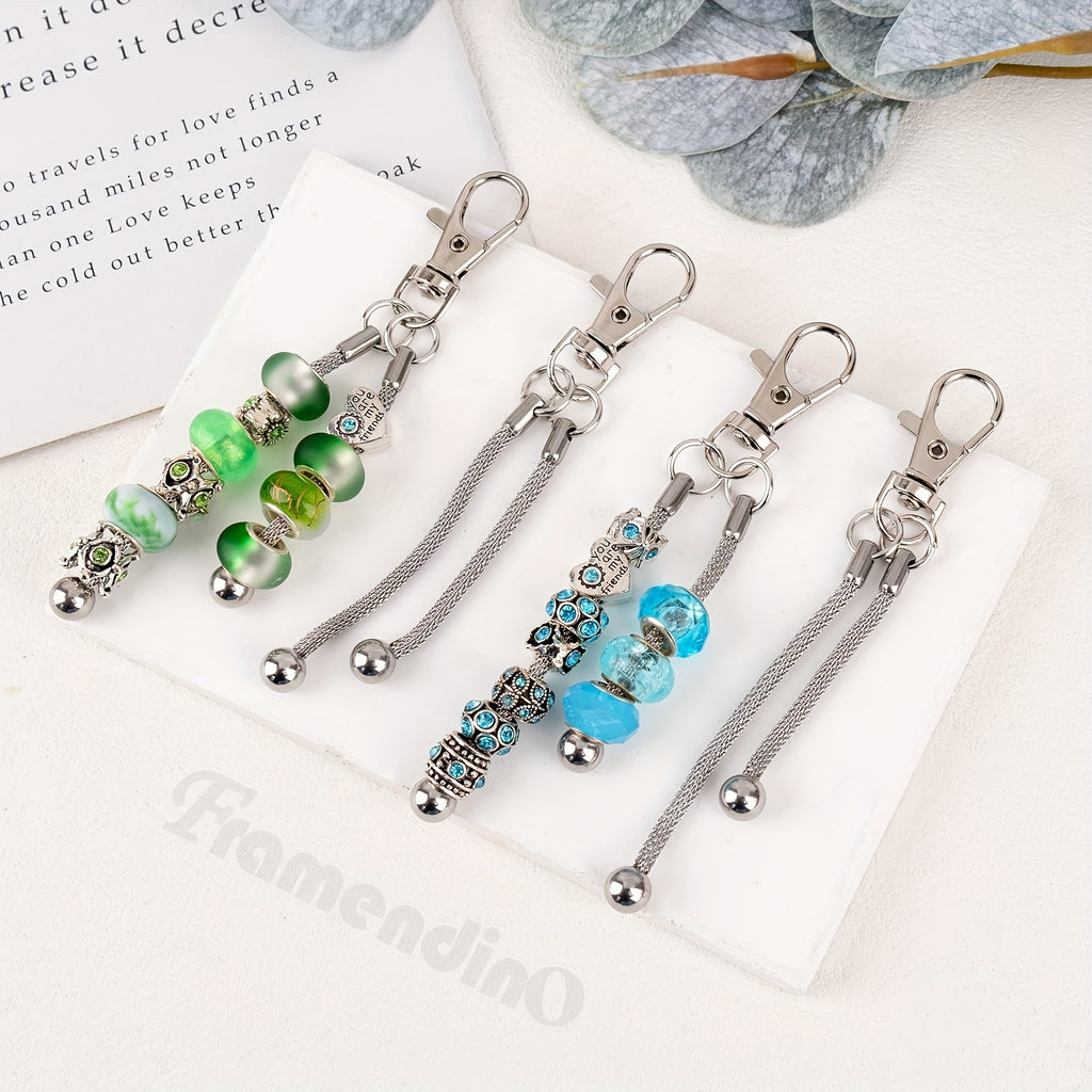 Silvery Beadable Keychain Blanks, Listed 10-Pack Metal Bar Craft Supplies with 3mm Large-Hole Bead Compatibility Wording for DIY Pendants and Personalized Gifts