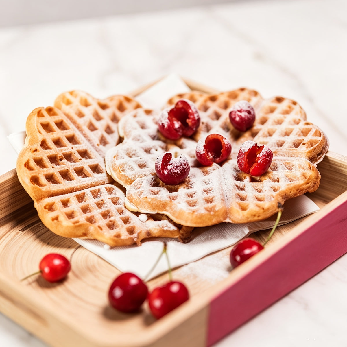 Heart-Shaped Waffle Maker 750W, Mini Nonstick Wafflera with Dual-Side Heating, Indicator Lights and Compact Space Saving Design, Easy to Clean Breakfast, Brunch and Treat Maker for Kids, Couples and Valentine's Day, Easy Gift