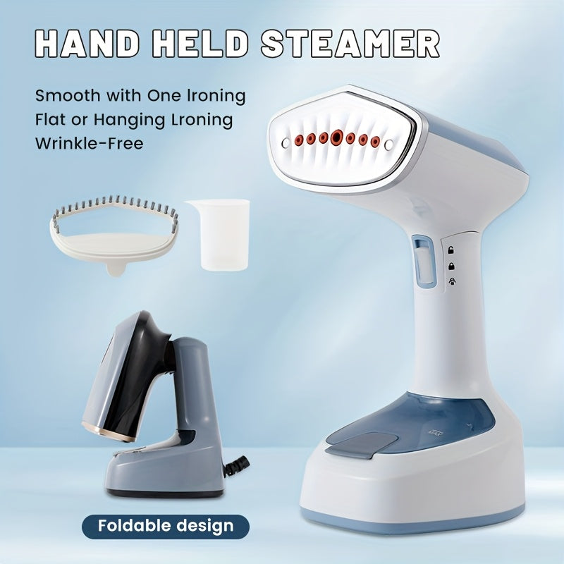 Foldable Clothing Steam Iron with Listed 1500W Power and 15-Second Heat-Up, Portable Handheld Garment Care Appliance in Grey or White for Home and Travel