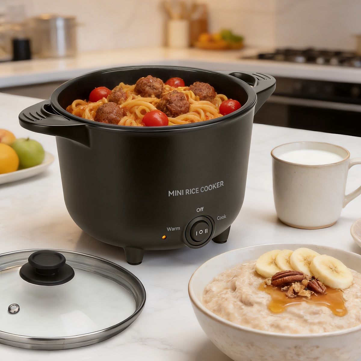 Mini Electric Hot Pot for Single Serve Meals, Multi-Functional Noodle, Soup, Rice and Hot Pot Cooker with Non-Stick Inner Pot, Compact Portable Electric Cooking Pot for Small Kitchens, Dorms, Offices and One-Person Dinners