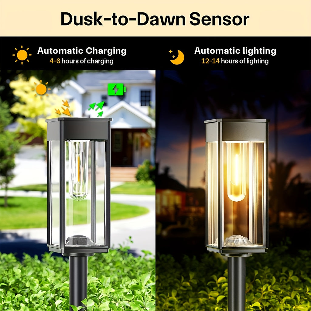Solar Garden Lamps with Listed Warm White Light, Four-Piece Box, Six-Piece Box or Six-Set Option Labels for Courtyard, Terrace and Walkway Landscape Decoration