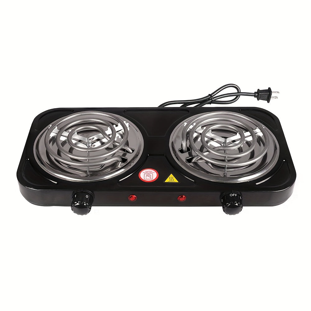 2000W Electric Double Burner Hot Plate, Listed 110V Countertop Stove with Five Adjustable Heat Settings and Black or White Options for Home Kitchen Cooking