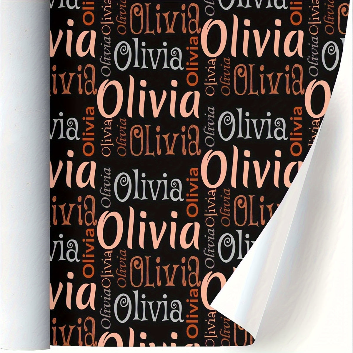 Personalized Name Gift Wrapping Paper with Color-Block Art Font Design, Approximately 58 x 22.8 Inches per Roll, Five Color Labels and One- or Five-Roll Options