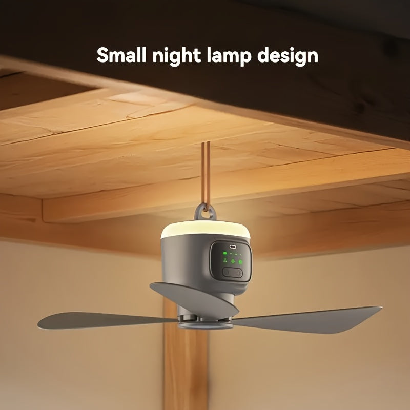 Battery Ceiling Fan with Light and Remote, Grey Gazebo Fan with Four Listed Speeds, 12000mAh Battery Reference and 8-Hour Timer for Compatible Sheltered Setups