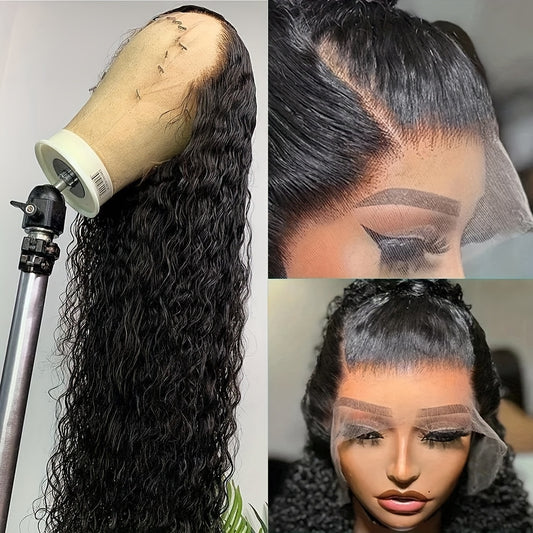 Loose Curly Wave Lace Front Wig by SISIFIRE, Synthetic 1B Hair with Listed 13 x 4 Inch Lace, Pre-Plucked Glueless Styling and 22, 30 or 34 Inch Length Choices for Everyday and Party Looks