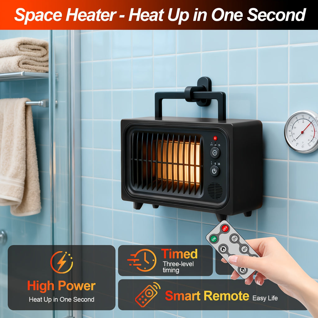 Red PTC Ceramic Heater Fan with Listed Three Modes, Small Electric Space Heater with Overheat and Tip-Over Shutdown Wording for Supervised Indoor Warmth