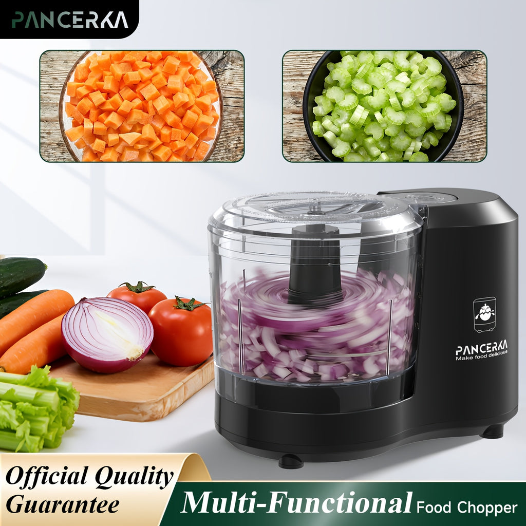 Electric Vegetable Chopper PANCERKA in Black with Listed Dicing, Mincing and Puree Functions, Kitchen Food Processor for Instruction-Approved Meal Preparation