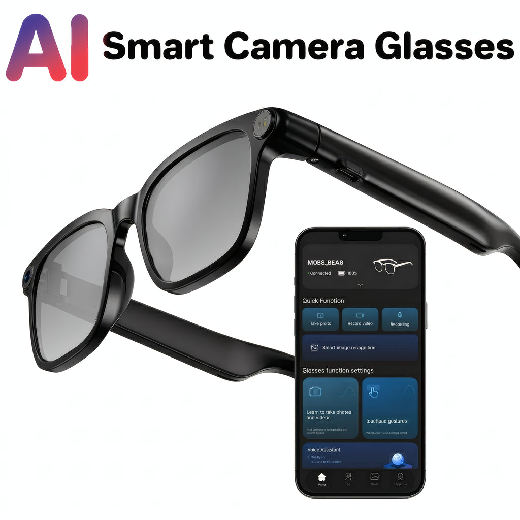 M08S-AI and M02S-AI Camera Smart Glasses with Listed Video and Audio Recording, Translation, Voice Assistant, Object Recognition, Music and Calling Features