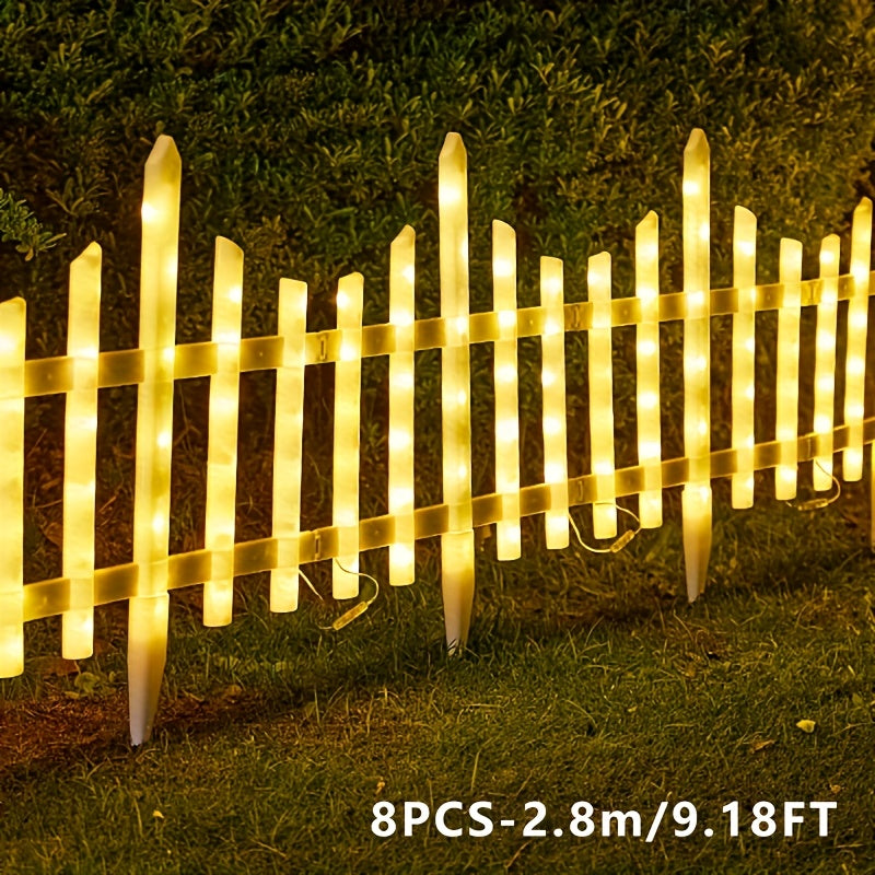 Warm Color Solar Decorative Lights, 8-Piece Pack with 110.24-Inch Size Label for Outdoor Garden, Fence, Lawn and Pathway Accents or Seasonal Holiday Displays