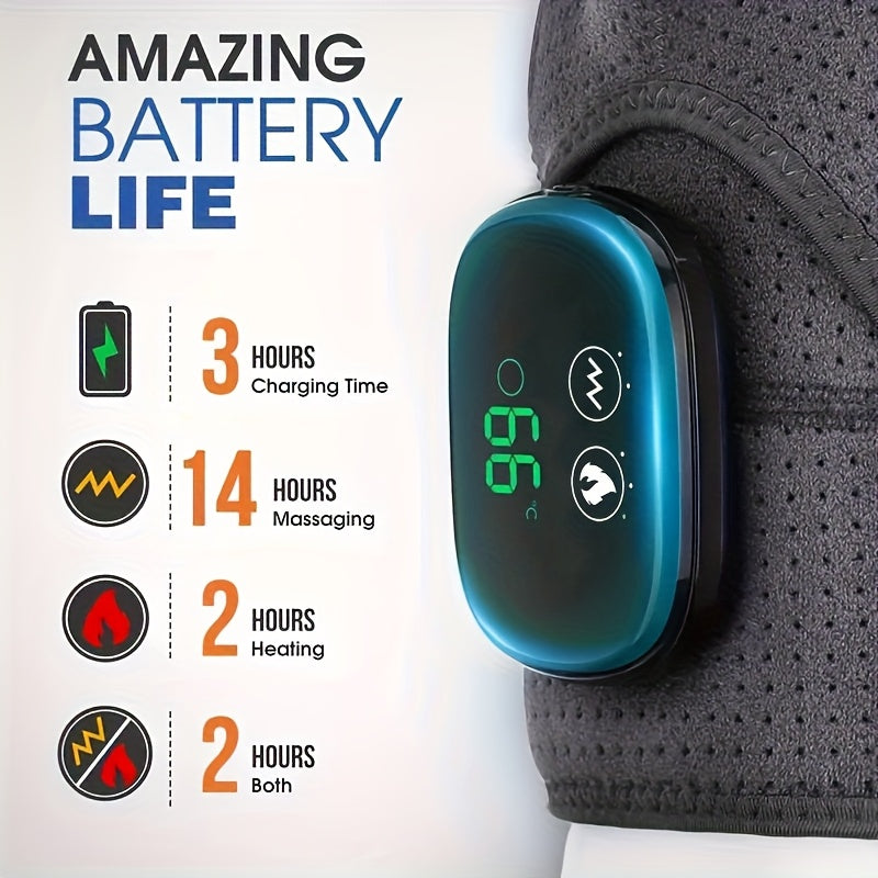 Shoulder Heating Pad Wrap with Wireless Vibration Massage, 3 Heat and 3 Vibration Settings, Adjustable Straps for Shoulder and Knee Use at Home or Travel