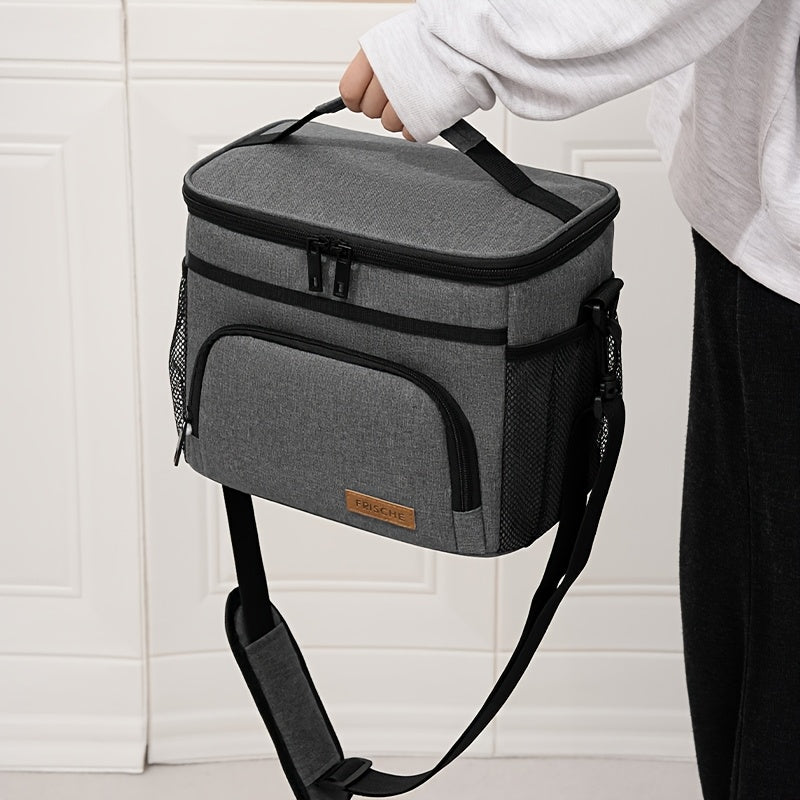 Insulated Lunch Bag with Adjustable Shoulder Strap and Carry Handle for Everyday Meal Transport, Reusable Work Lunch and Picnic Carrier in Three Color Options