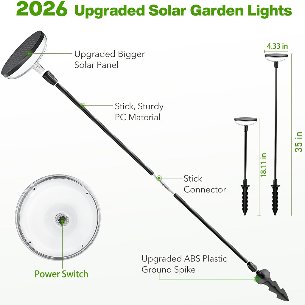 Tall Solar Pathway Lights with Automatic On-Off, Listed 31-Inch Height and 40-Lumen Output, Garden Lighting Pack Options for Yard, Patio and Lawn Decor